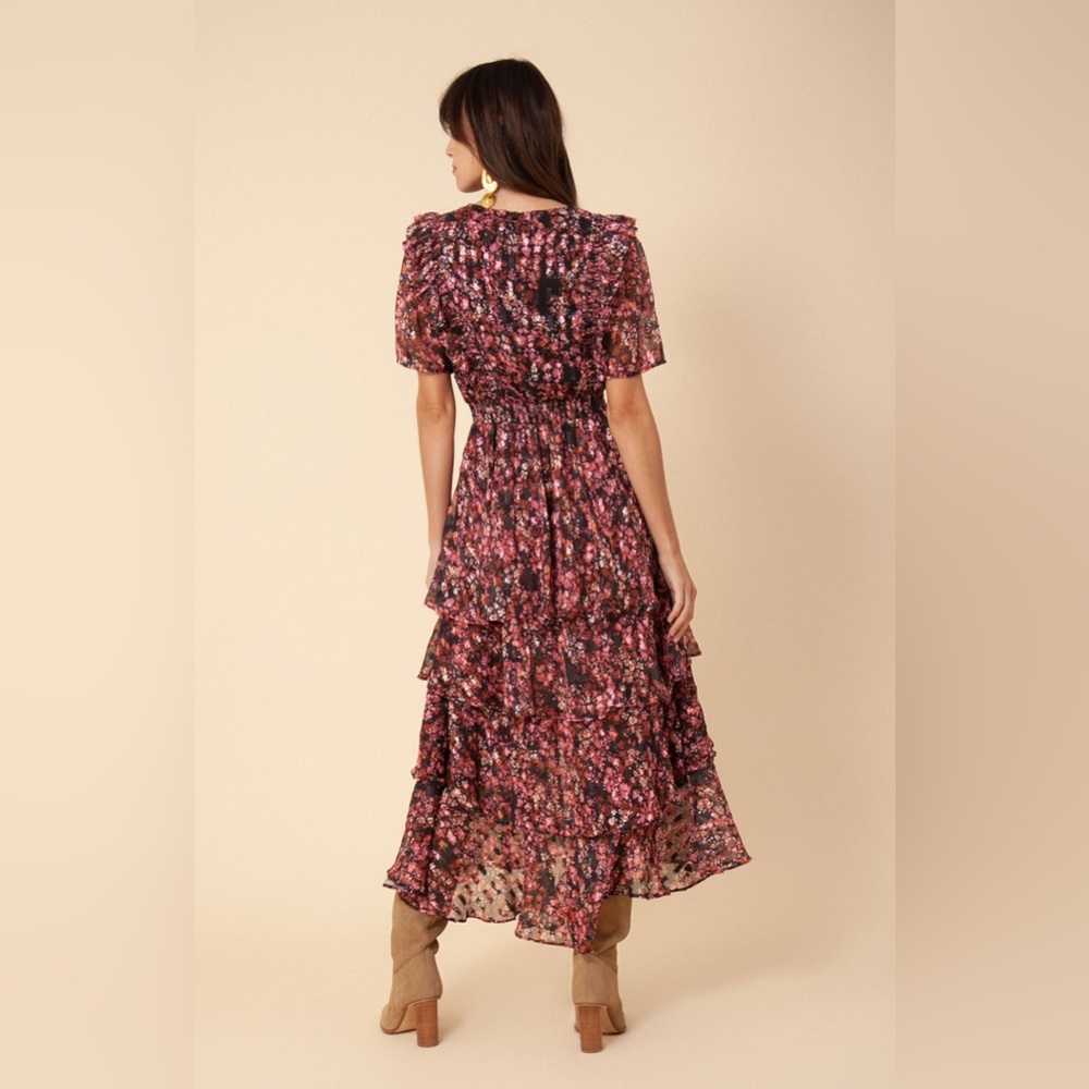Hale Bob Jade Lurex Jacquard Tiered Dress, size XS - Picture 2 of 9